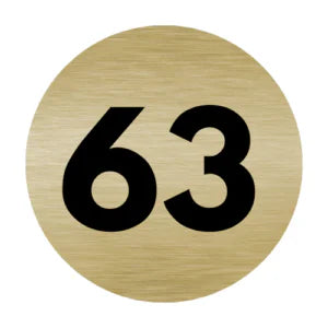 Locker Number Plate - Polished Brass with Black Text